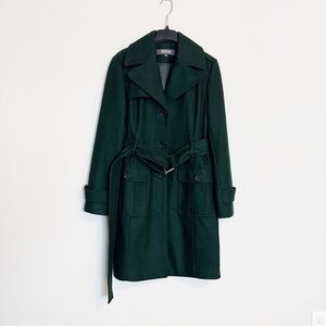 Kenneth Cole Reaction Wool Blend Green Belted Coat